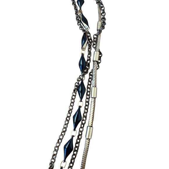 Multi-Layer Necklace With Black & Gold Accents Faux Shark Tooth - Picture 4 of 5